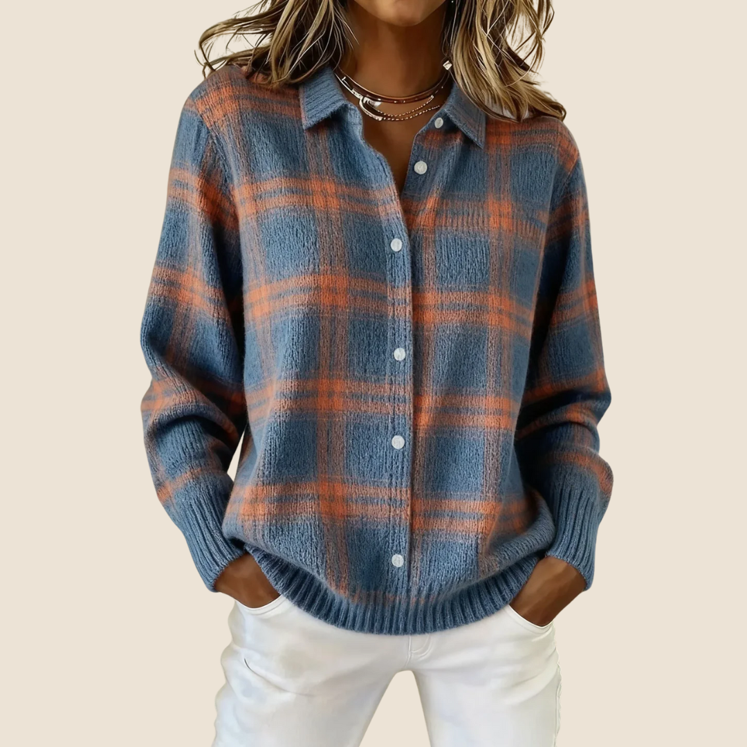 VIVIENNE | COSY CHECK BUTTON CARDIGAN