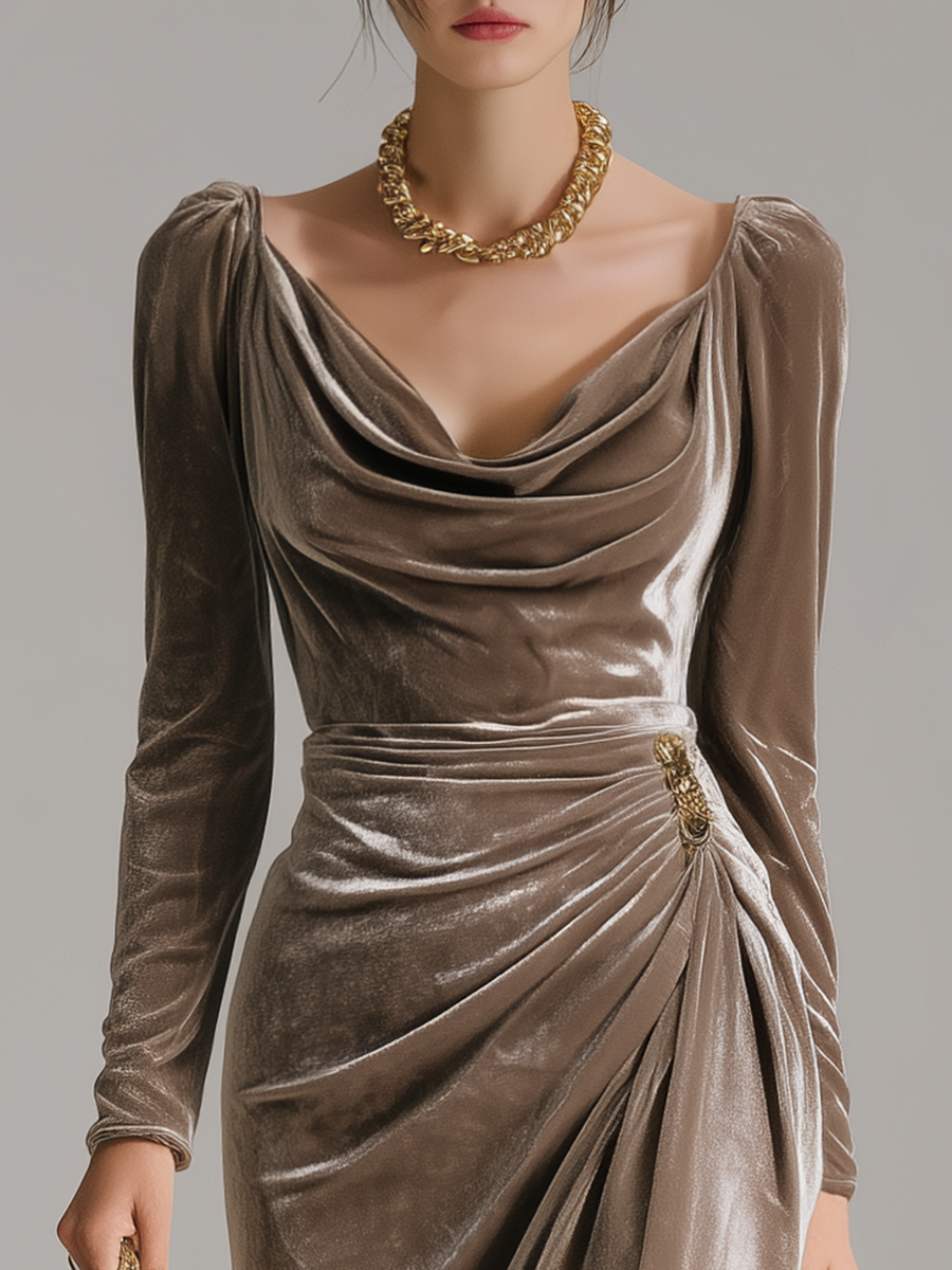ARABELLA | ELEGANT VELVET MIDI DRESS