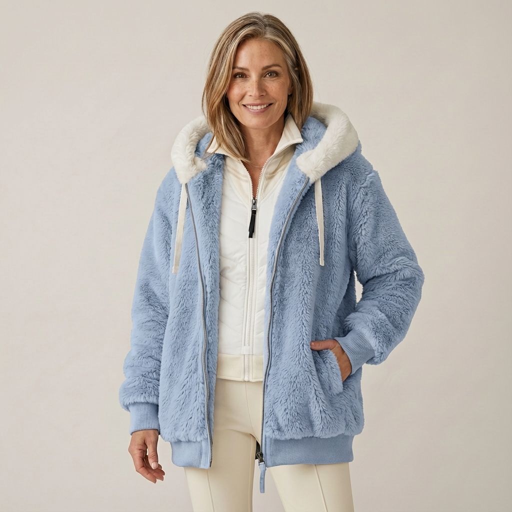 LOUISE | COLOUR BLOCK HOODED FLEECE JACKET