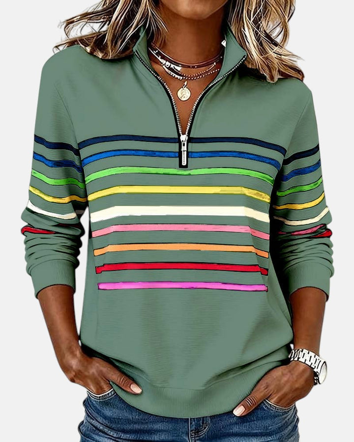 POPPY | COLOURFUL STRIPED QUARTER-ZIP JUMPER