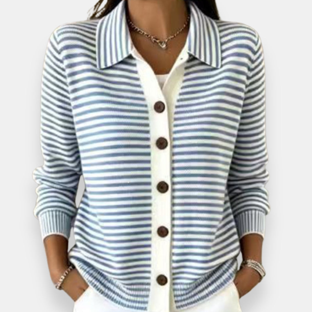 LUCY | STRIPED BUTTON CARDIGAN