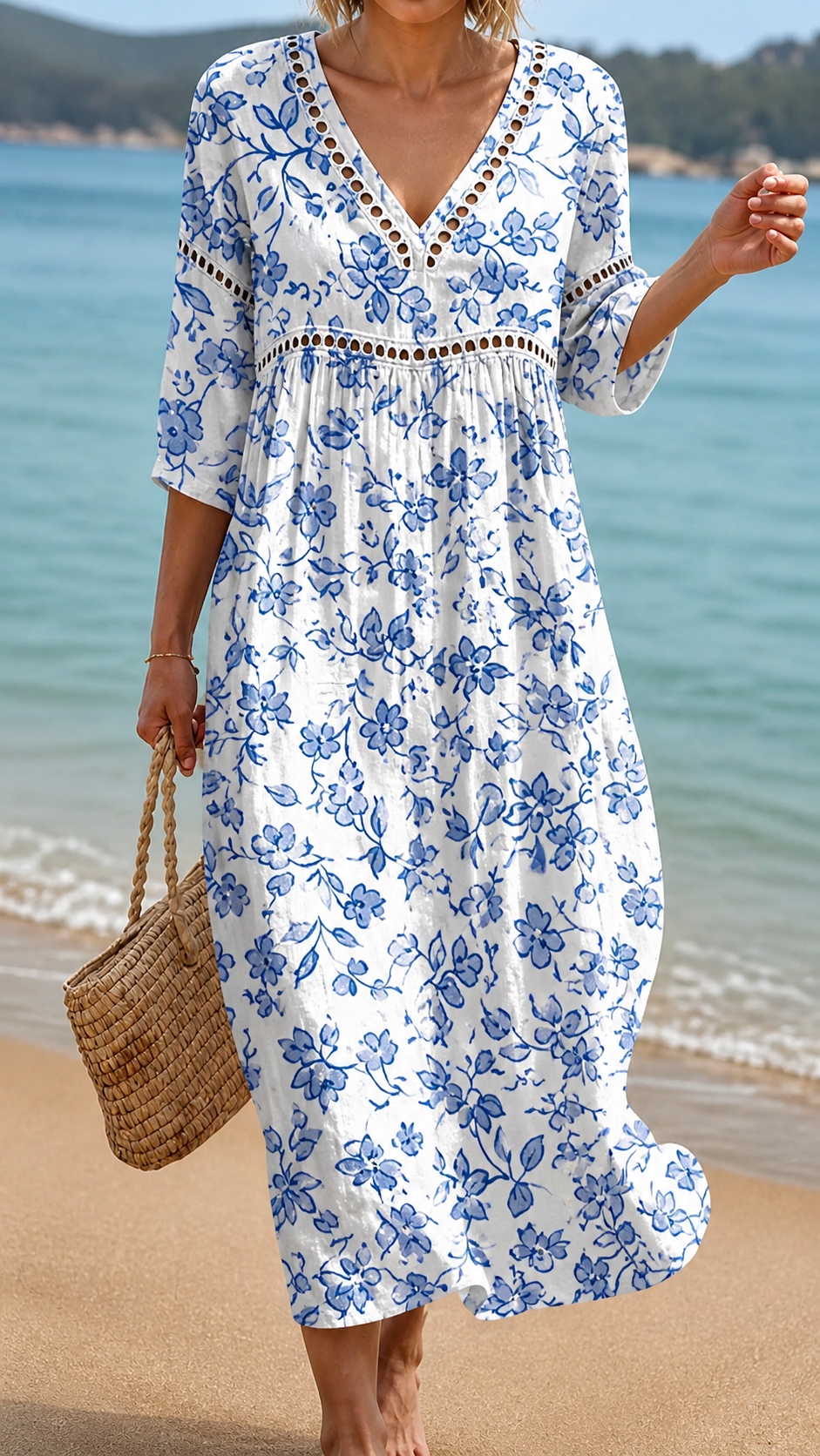 ISLA | CLASSIC BLUE FLORAL BEACH DRESS