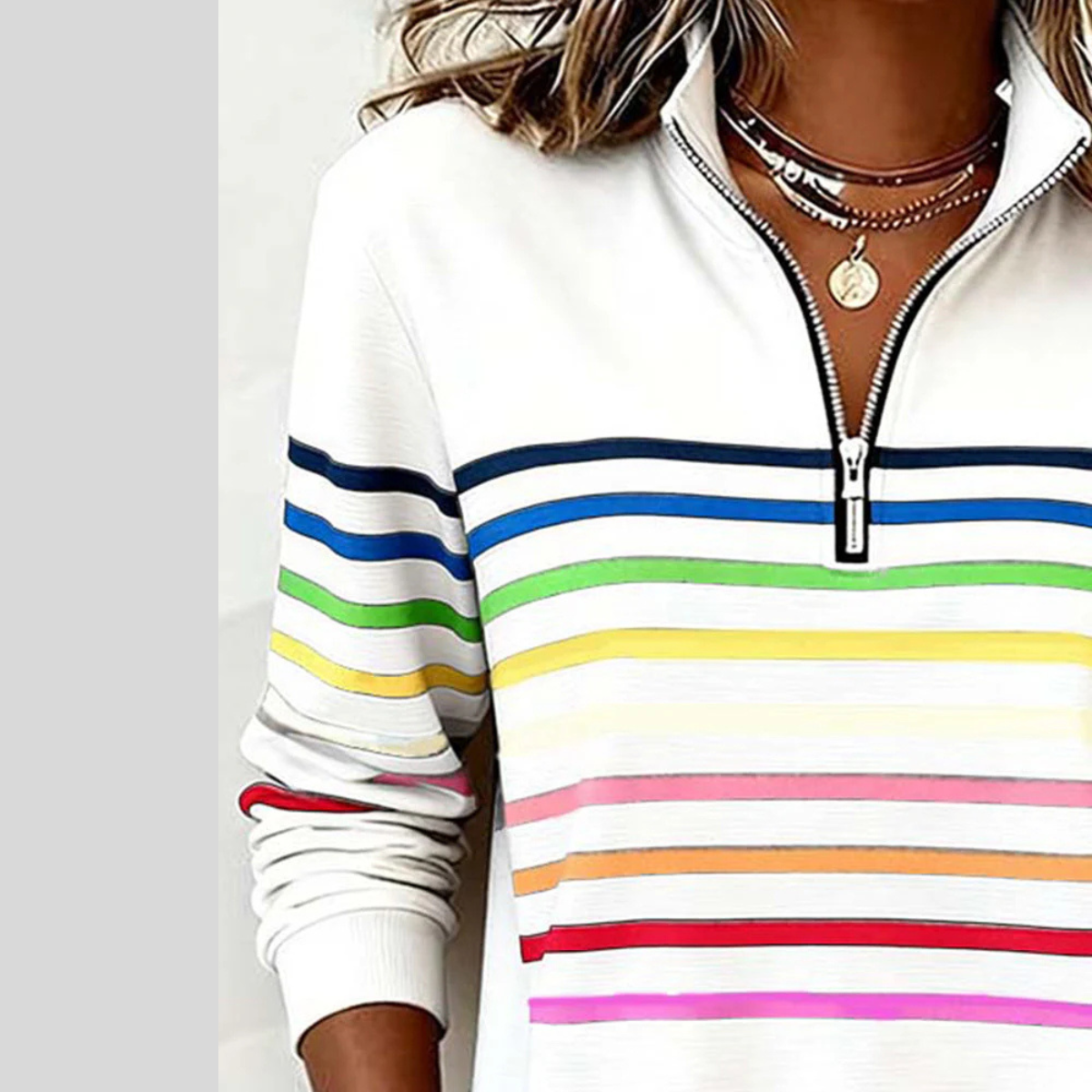 POPPY | COLOURFUL STRIPED QUARTER-ZIP JUMPER