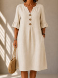 CLARA | RELAXED BUTTON DETAIL MIDI DRESS