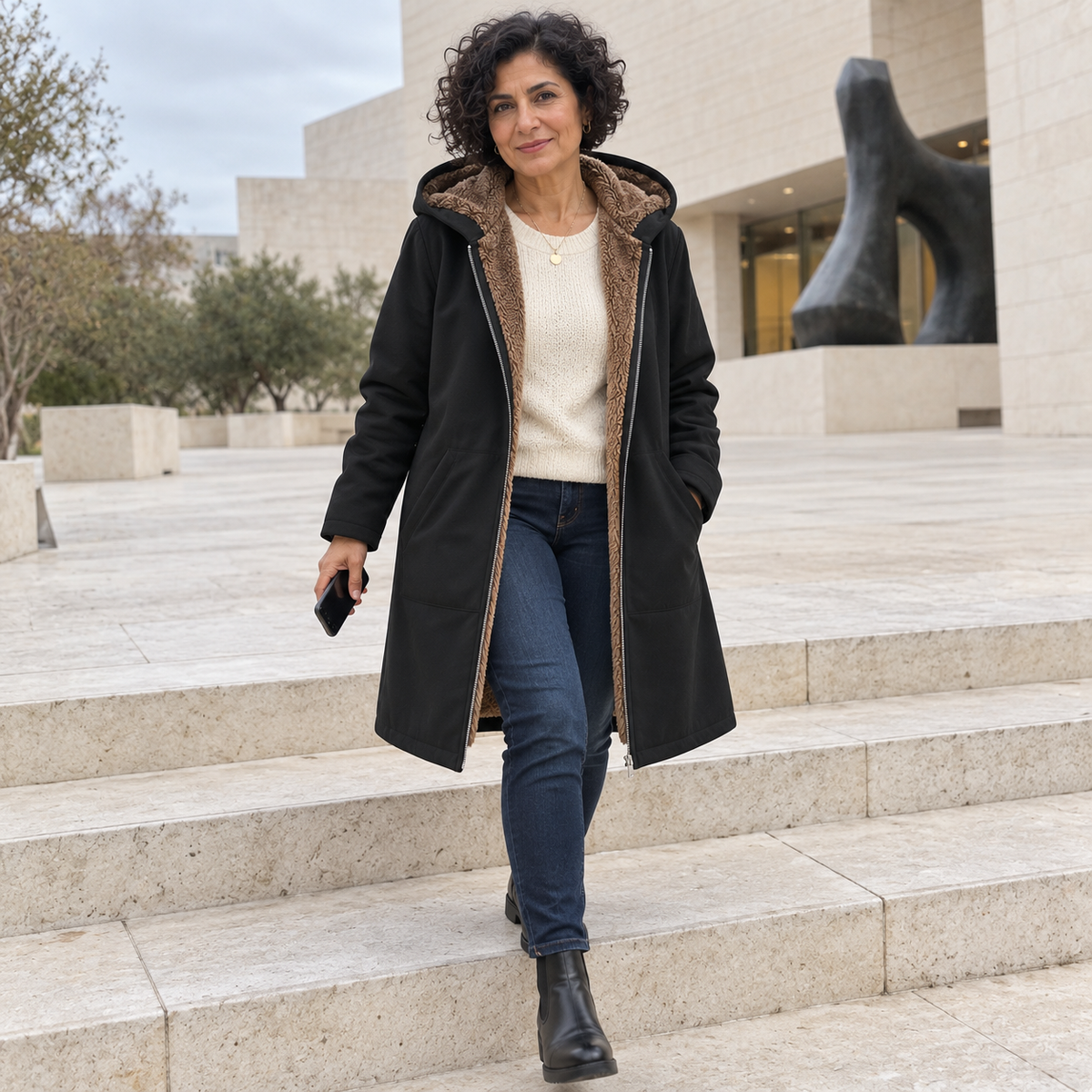 EVELYN | COSY LINED HOODED COAT