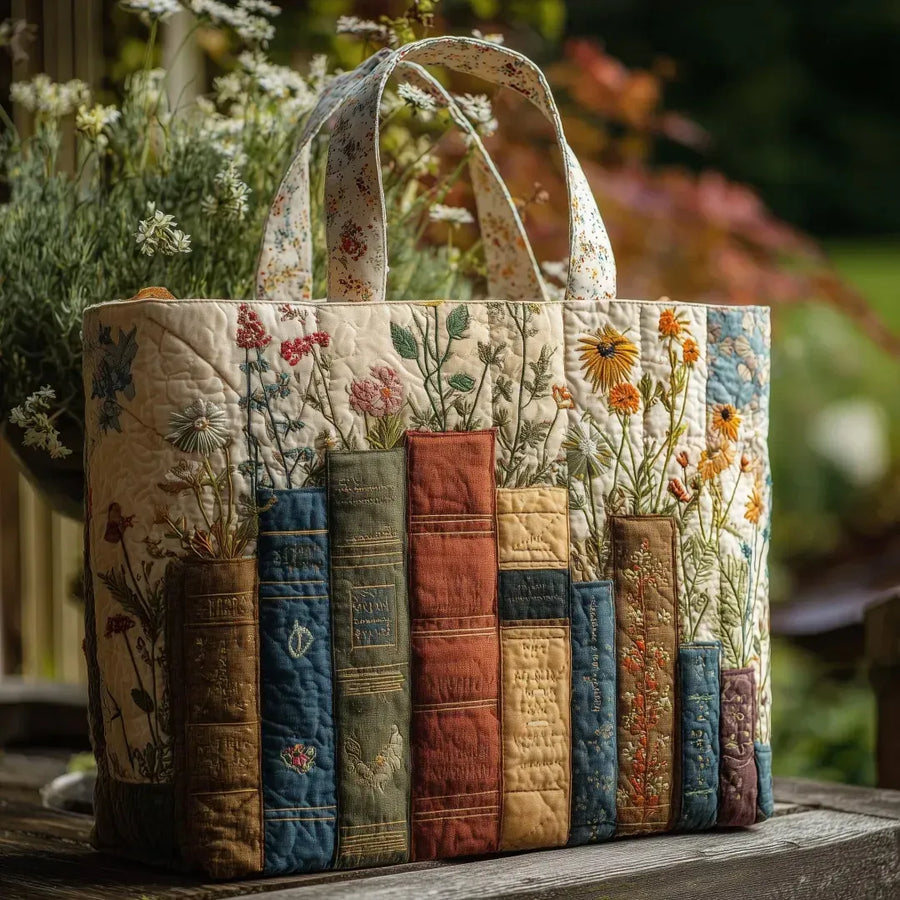 EMMA | HANDCRAFTED BAG: BOOKS AND FLOWERS