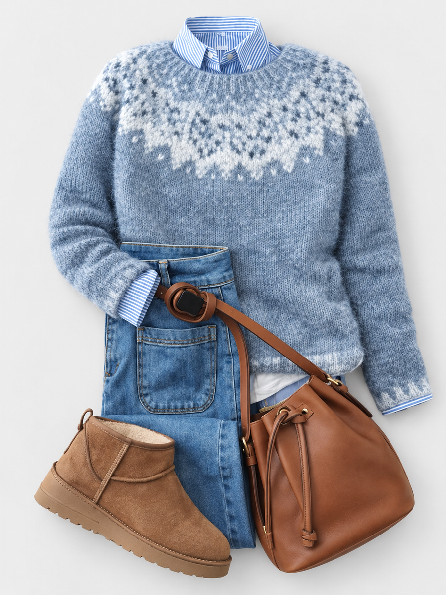 LIES | NORDIC PATTERN KNITTED JUMPER