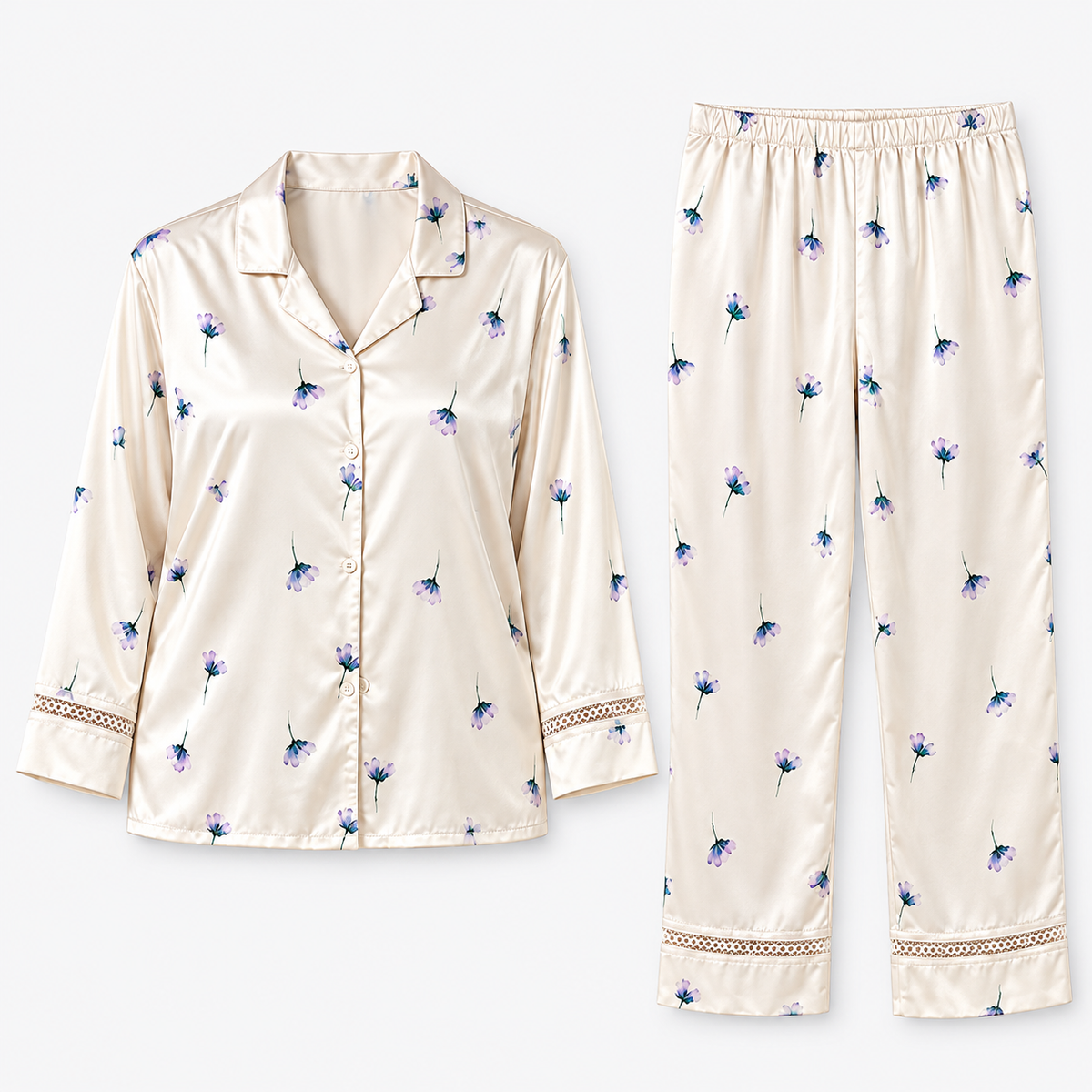 Celeste | Lace-Trimmed Pyjama Set