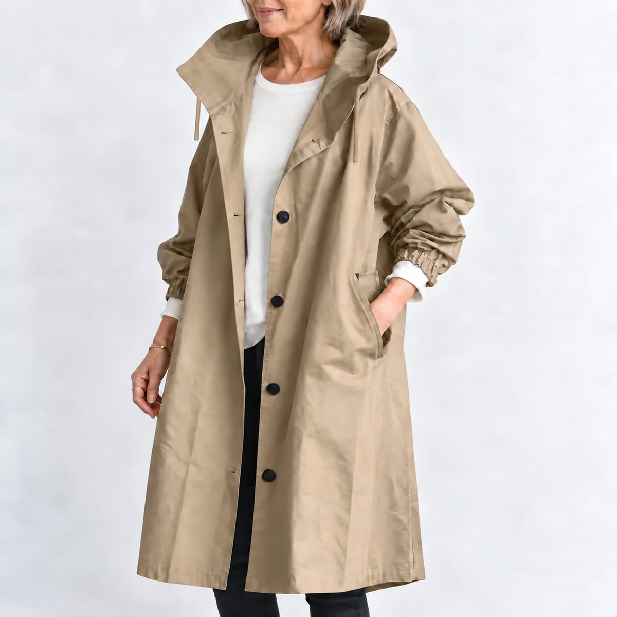 KATHRYN | HOODED LONGLINE TRENCH COAT