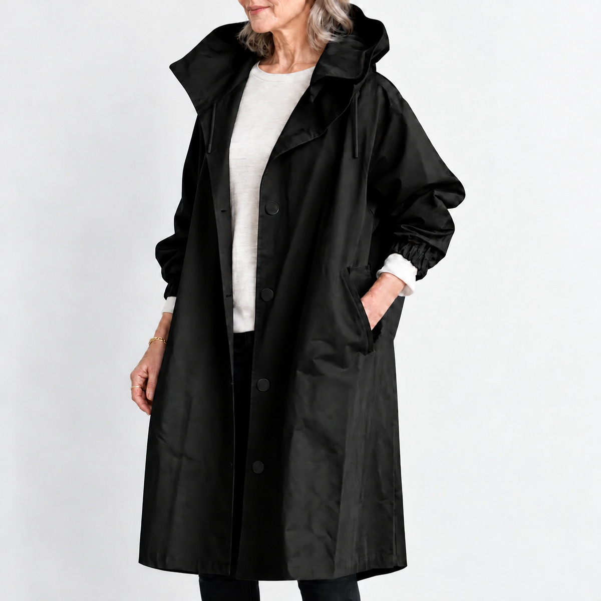 KATHRYN | HOODED LONGLINE TRENCH COAT