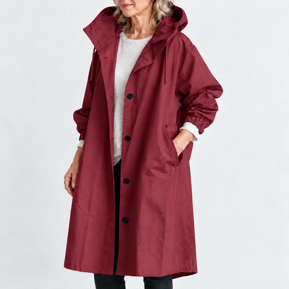 KATHRYN | HOODED LONGLINE TRENCH COAT