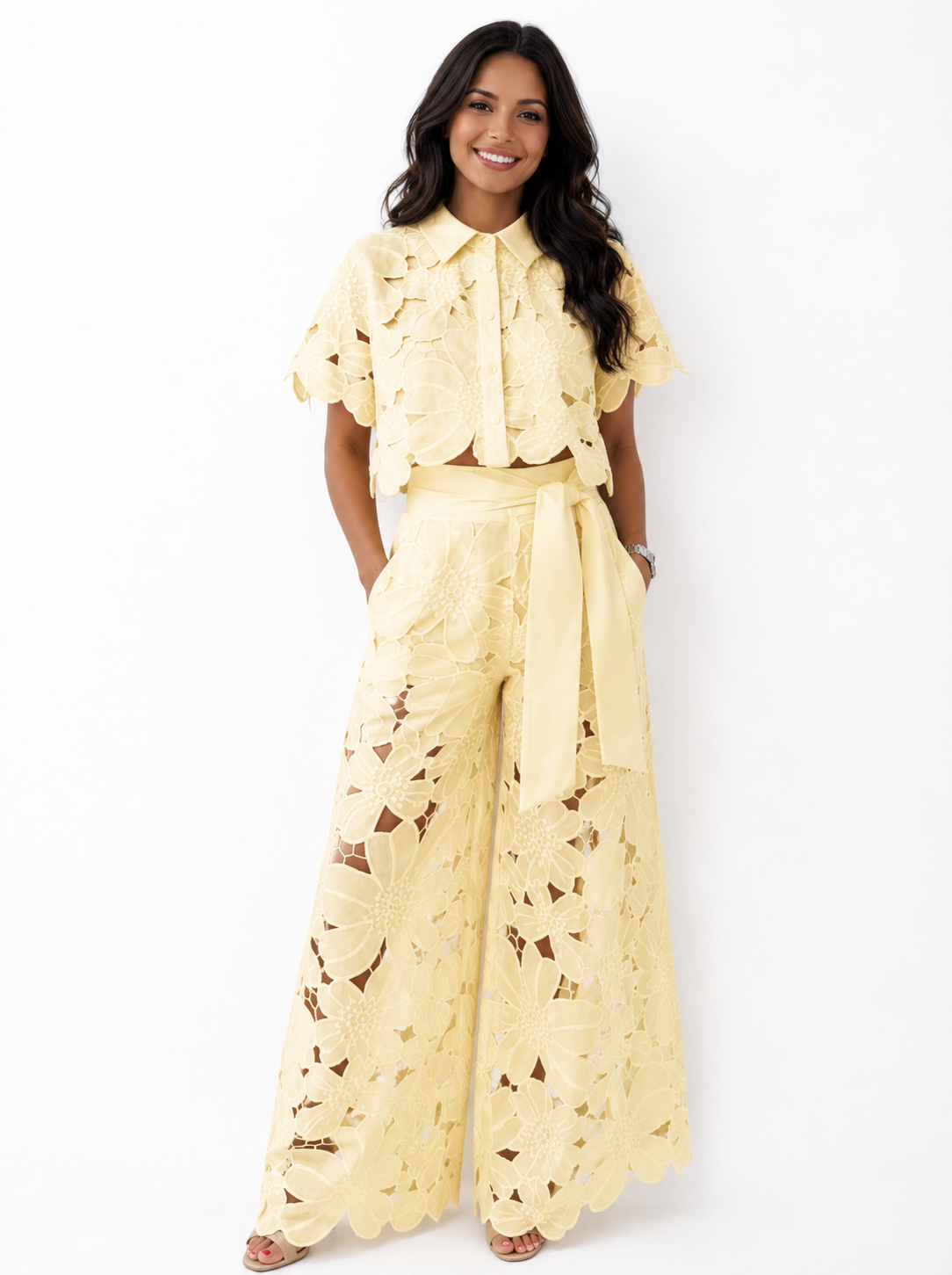 MARGAUX | ELEGANT FLORAL LACE TWO-PIECE SET