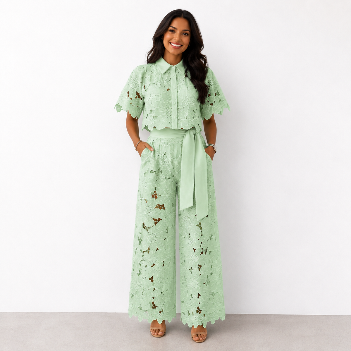 MARGAUX | ELEGANT FLORAL LACE TWO-PIECE SET