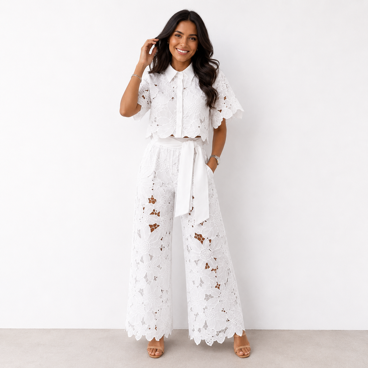 MARGAUX | ELEGANT FLORAL LACE TWO-PIECE SET