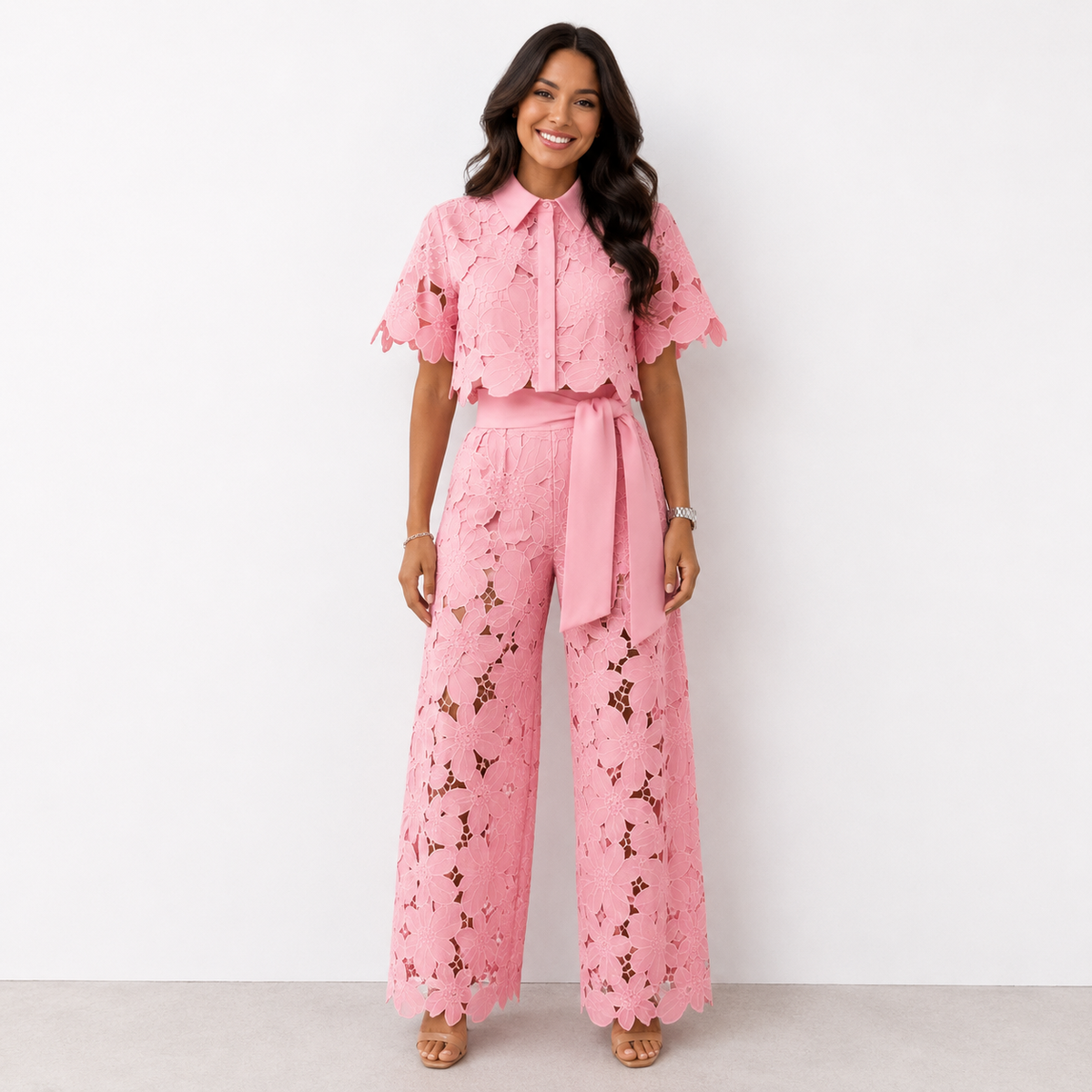 MARGAUX | ELEGANT FLORAL LACE TWO-PIECE SET