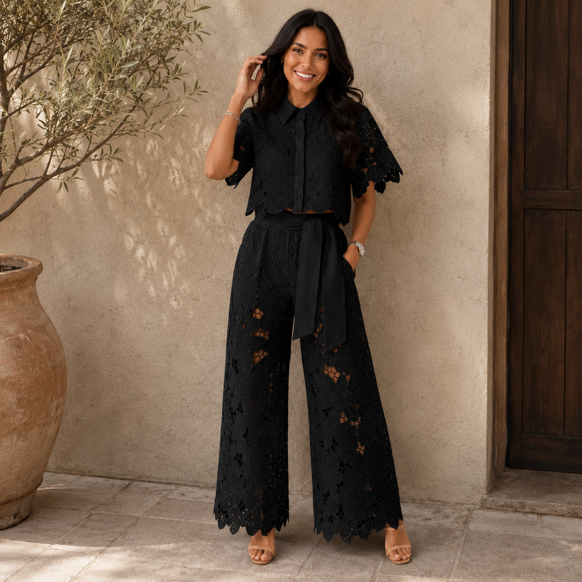 MARGAUX | ELEGANT FLORAL LACE TWO-PIECE SET