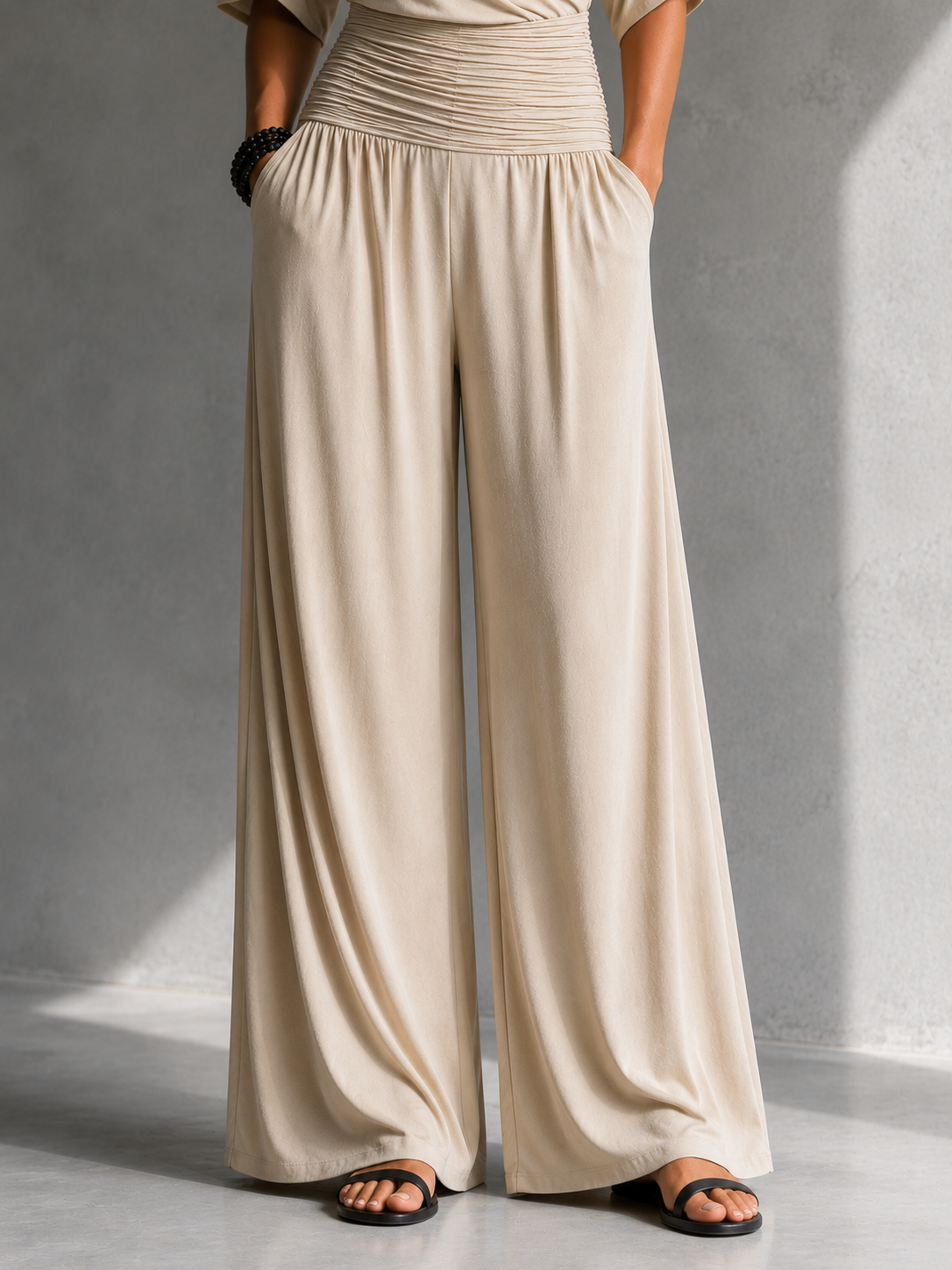 ZENI | ELEGANT WRAP WIDE-LEG JUMPSUIT
