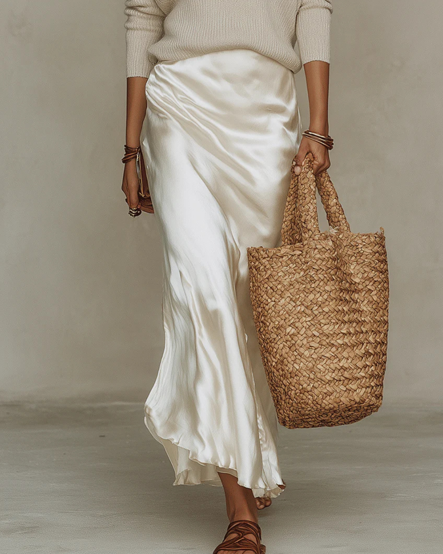 AMELIA | SATIN SKIRT & RELAXED KNIT SET