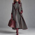 VIVIENNE | ELEGANT HERRINGBONE LONGLINE COAT