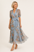 Floral Bow Waist Midi Dress
