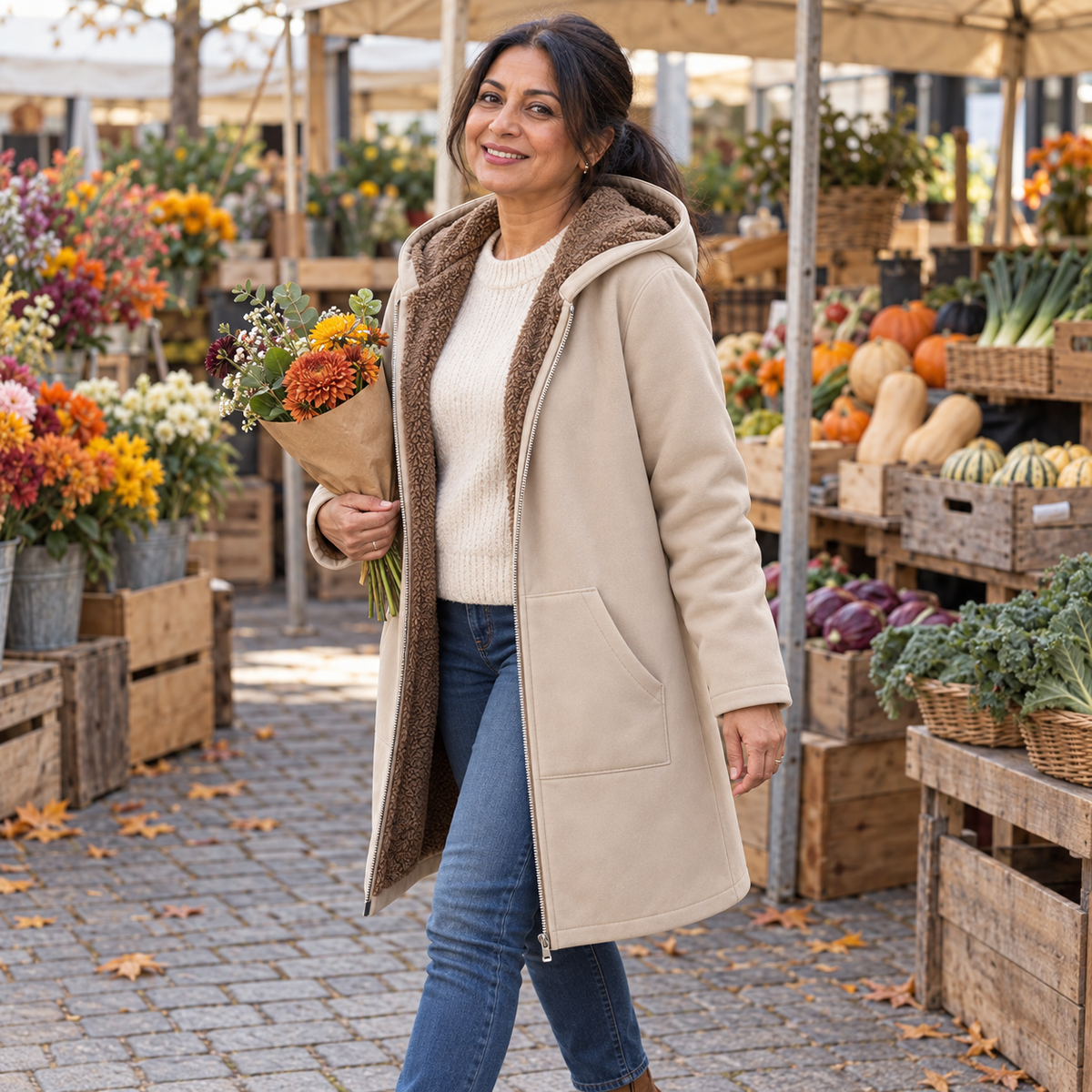 EVELYN | COSY LINED HOODED COAT