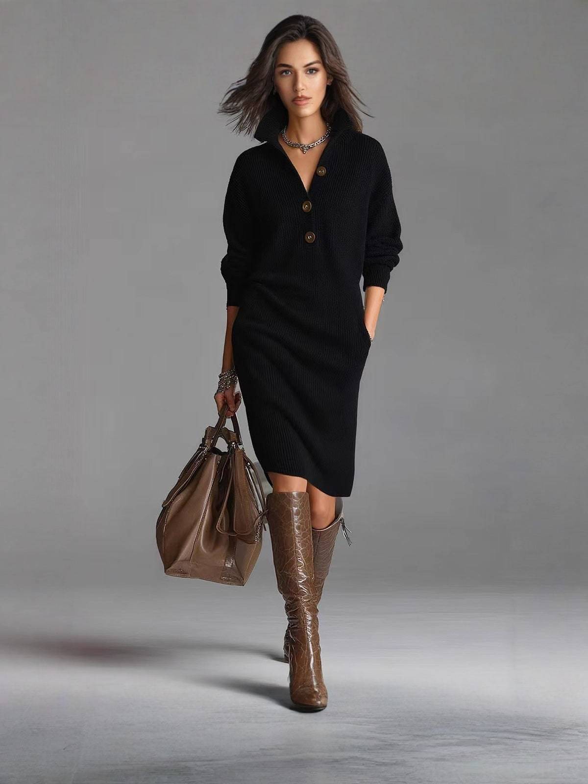 CORDELIA | BUTTON-UP COLLARED JUMPER DRESS