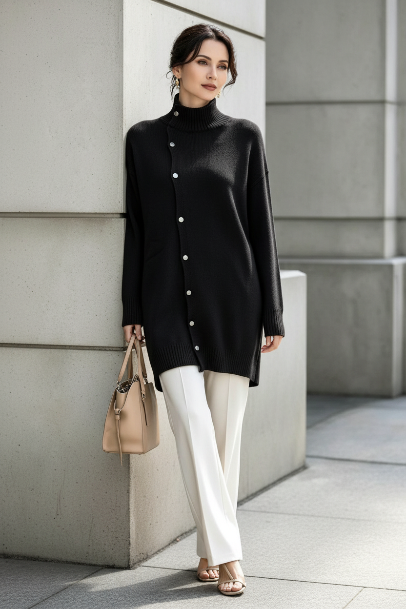 MARGARET | HIGH NECK SWEATER CARDIGAN