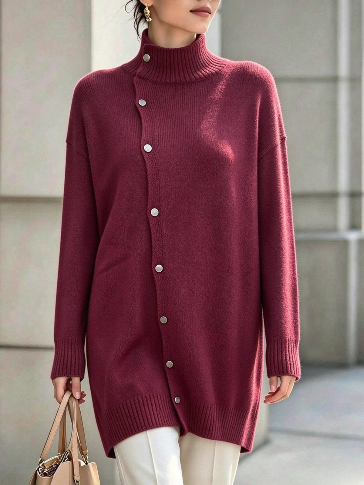 MARGARET | HIGH NECK SWEATER CARDIGAN