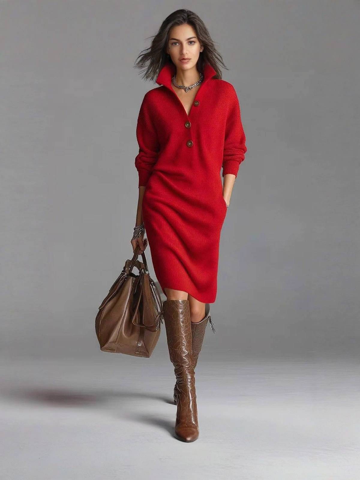 CORDELIA | BUTTON-UP COLLARED JUMPER DRESS