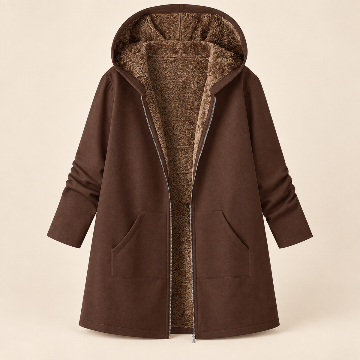 EVELYN | COSY LINED HOODED COAT