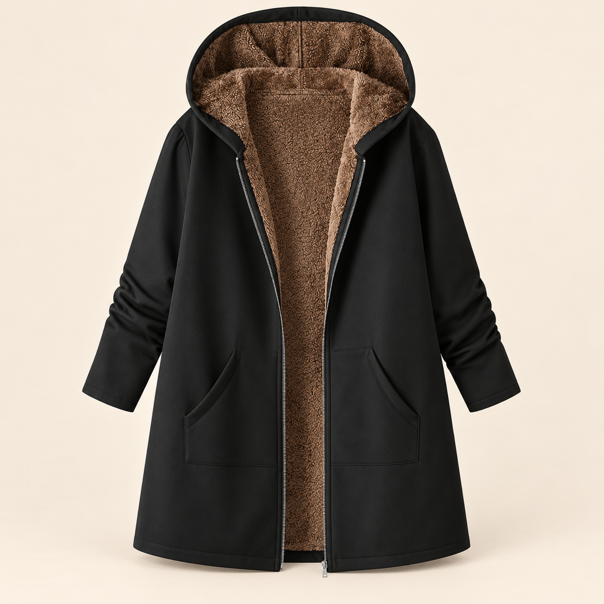 EVELYN | COSY LINED HOODED COAT