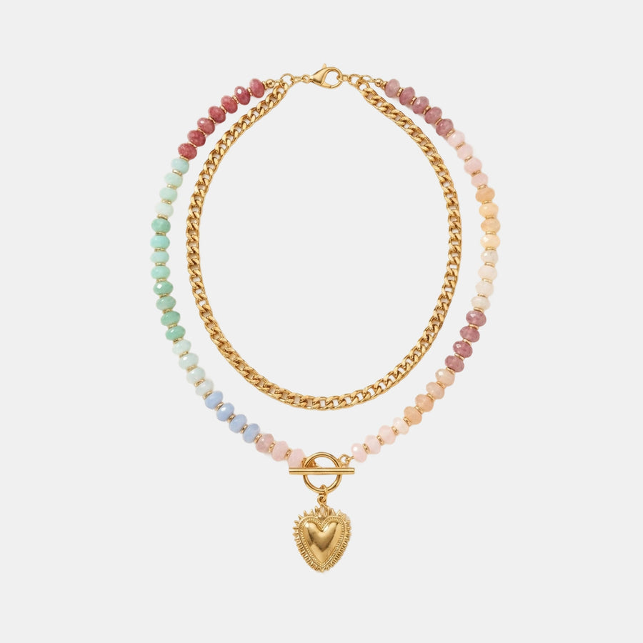 Pastel Bead Heart Necklace