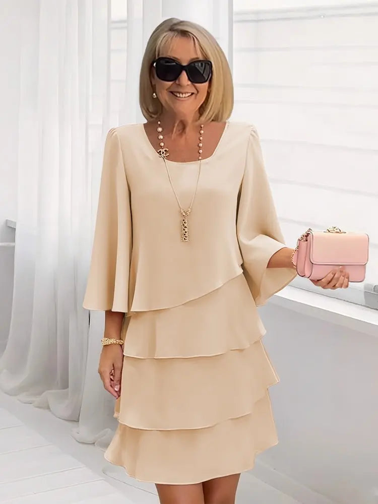 CATHERINE | ELEGANT COMFORT RUFFLE DRESS