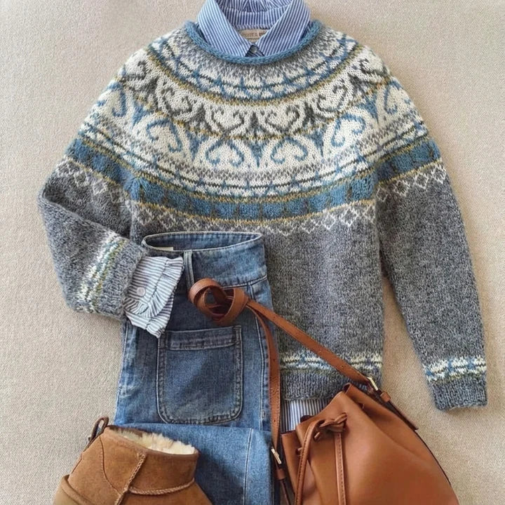 LIES | NORDIC PATTERN KNITTED JUMPER