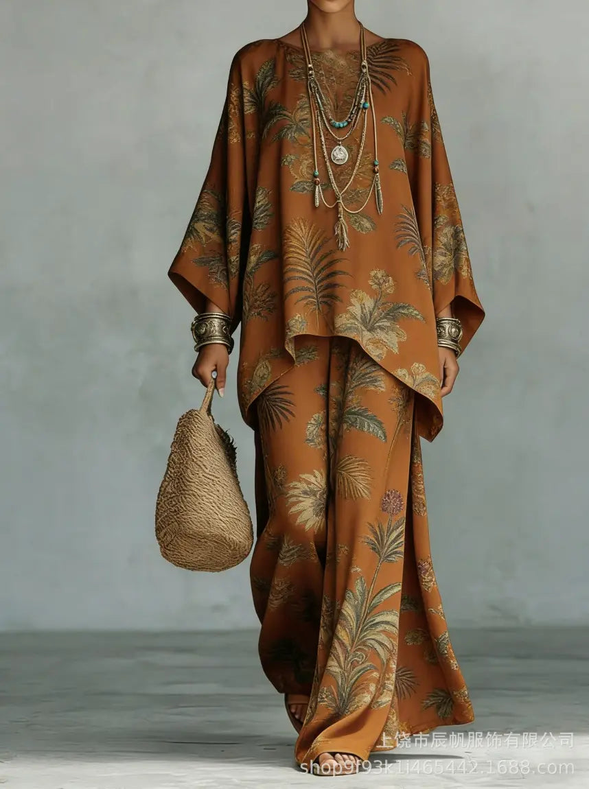VERONIQUE | ELEGANT FLORAL TWO-PIECE TROUSER SET