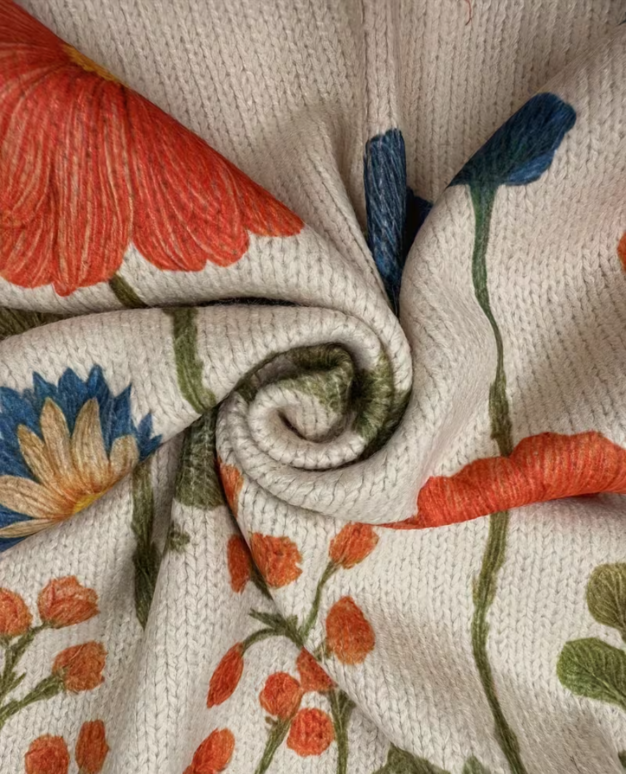 FLORA | FLORAL ZIP-UP KNITTED CARDIGAN