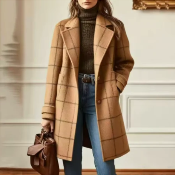 ELOISE | ELEGANT CHECKED LONG COAT