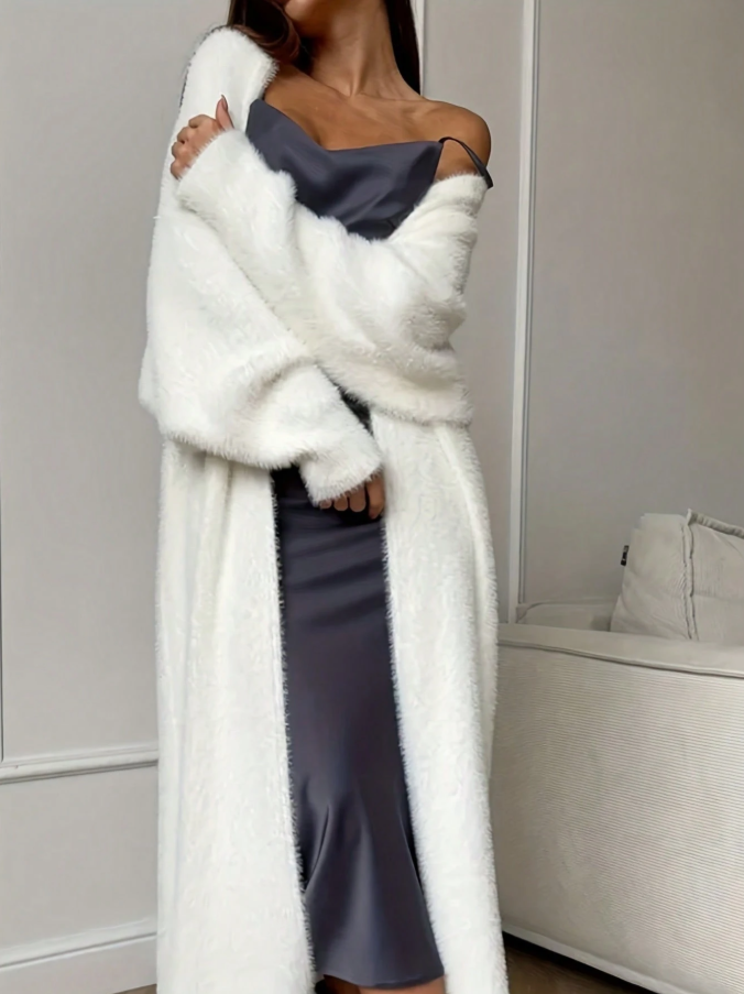 PATRICIA | COZY PLUSH FLUFFY LONGLINE OPEN-FRONT CARDIGAN