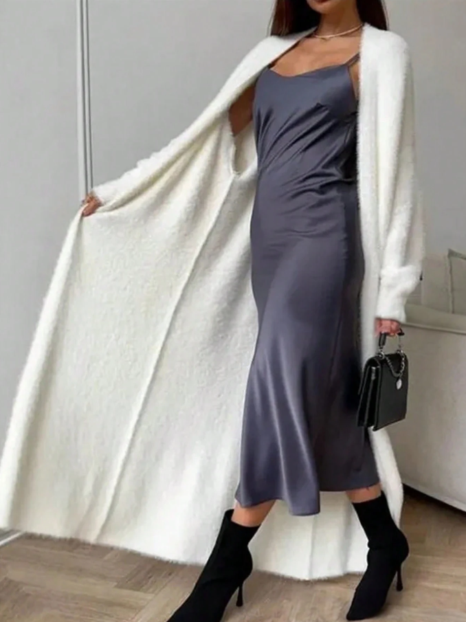PATRICIA | COZY PLUSH FLUFFY LONGLINE OPEN-FRONT CARDIGAN