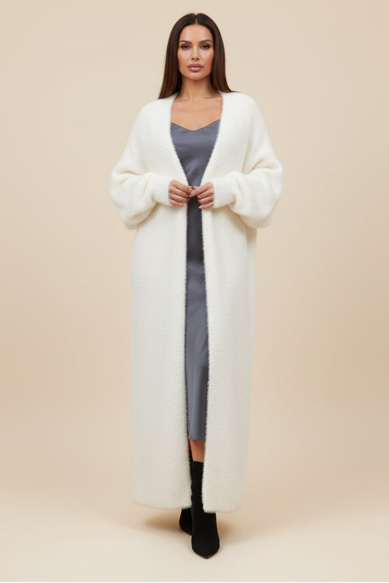 PATRICIA | COZY PLUSH FLUFFY LONGLINE OPEN-FRONT CARDIGAN