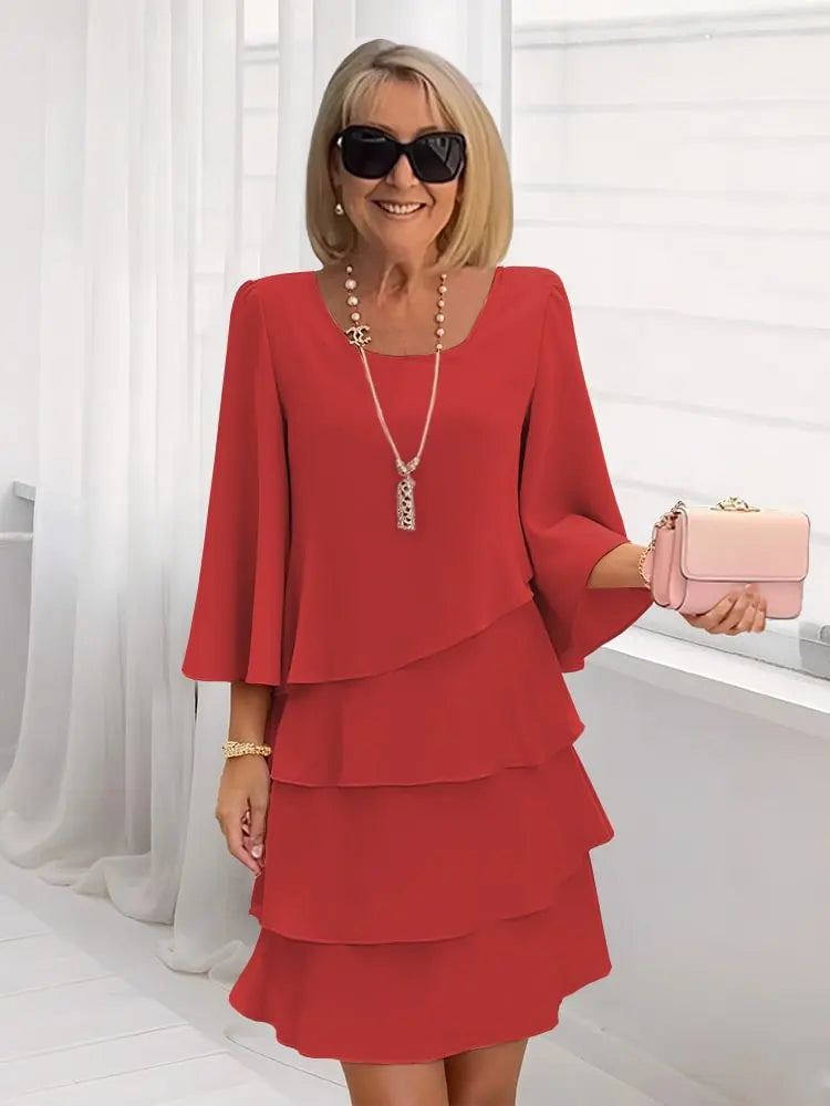 CATHERINE | ELEGANT COMFORT RUFFLE DRESS