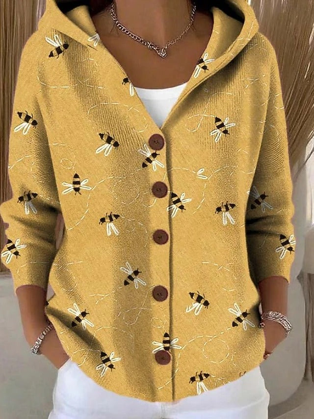 VANESSA | PRINT HOODED KNIT CARDIGAN