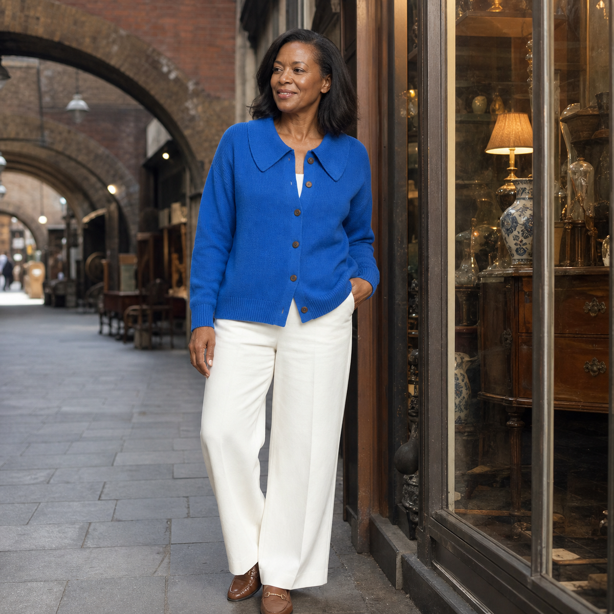 VESPERA | BUTTON COLLAR CARDIGAN