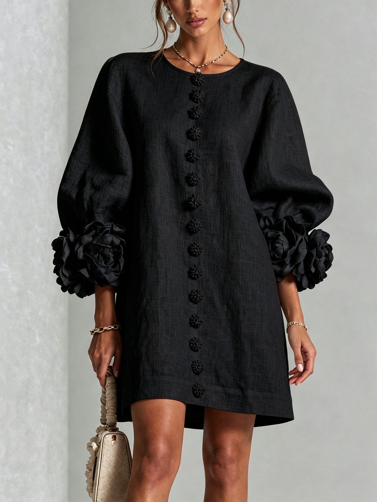 ROSALIE | FLORAL SLEEVE DETAIL MINI DRESS