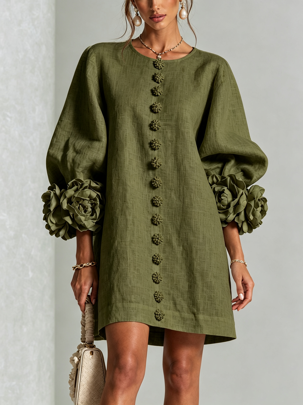 ROSALIE | FLORAL SLEEVE DETAIL MINI DRESS