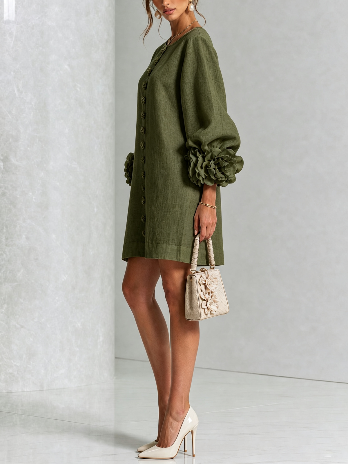 ROSALIE | FLORAL SLEEVE DETAIL MINI DRESS