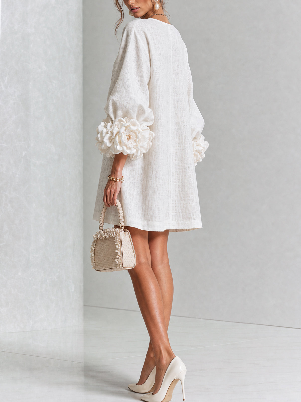 ROSALIE | FLORAL SLEEVE DETAIL MINI DRESS