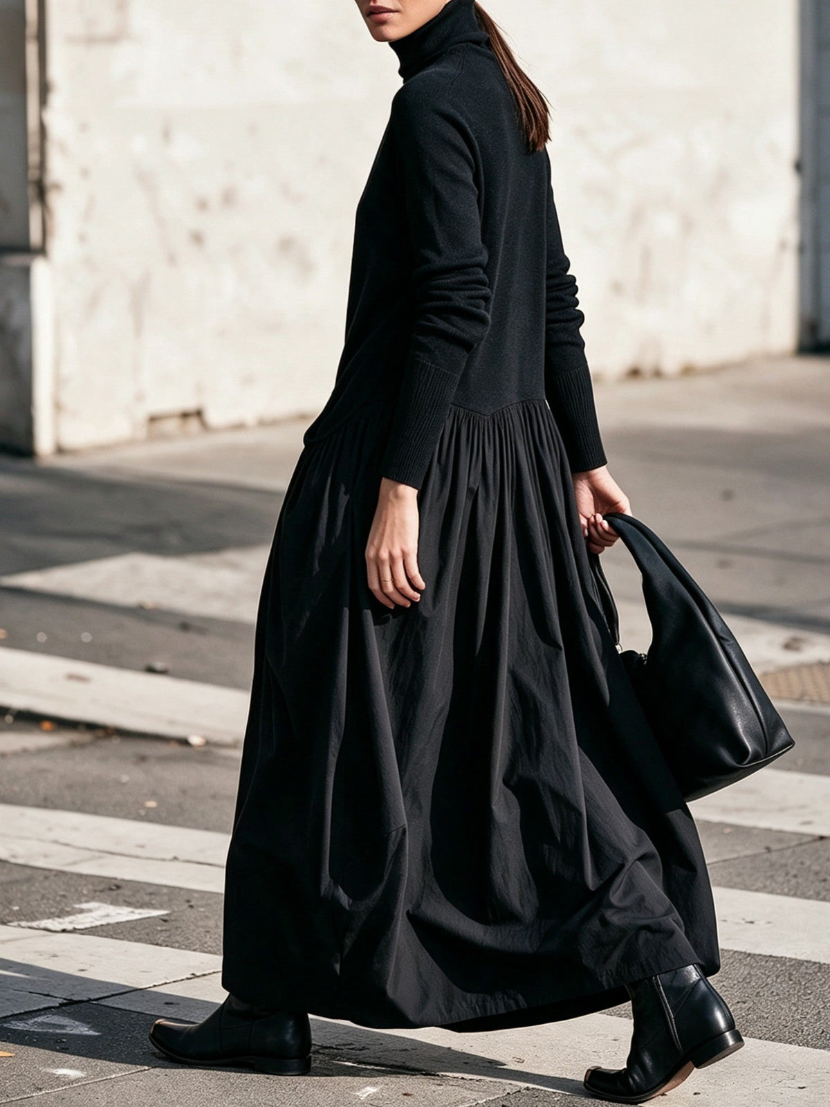 ODETTE | HIGH-NECK FLOWING MAXI DRESS