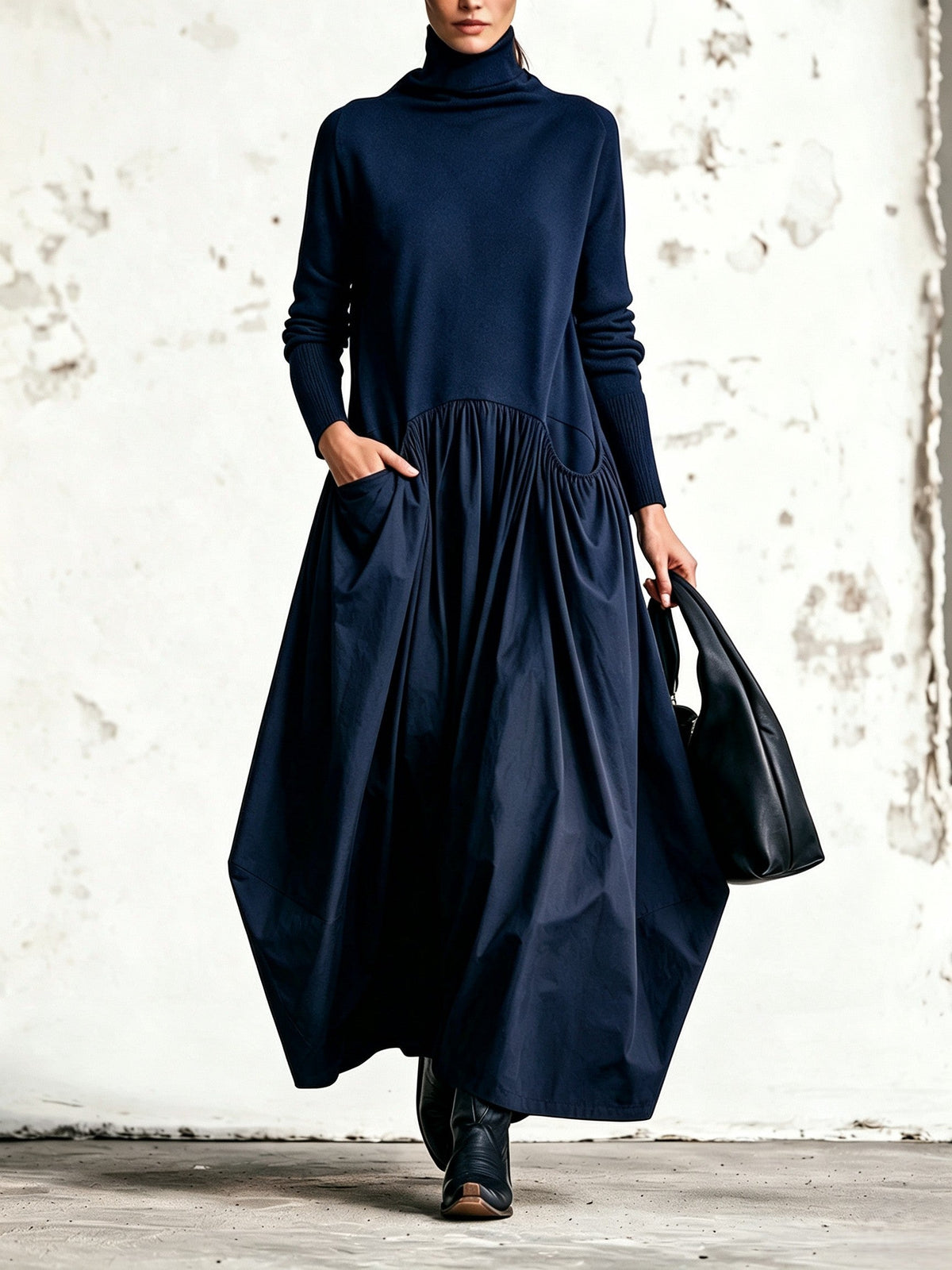 ODETTE | HIGH-NECK FLOWING MAXI DRESS
