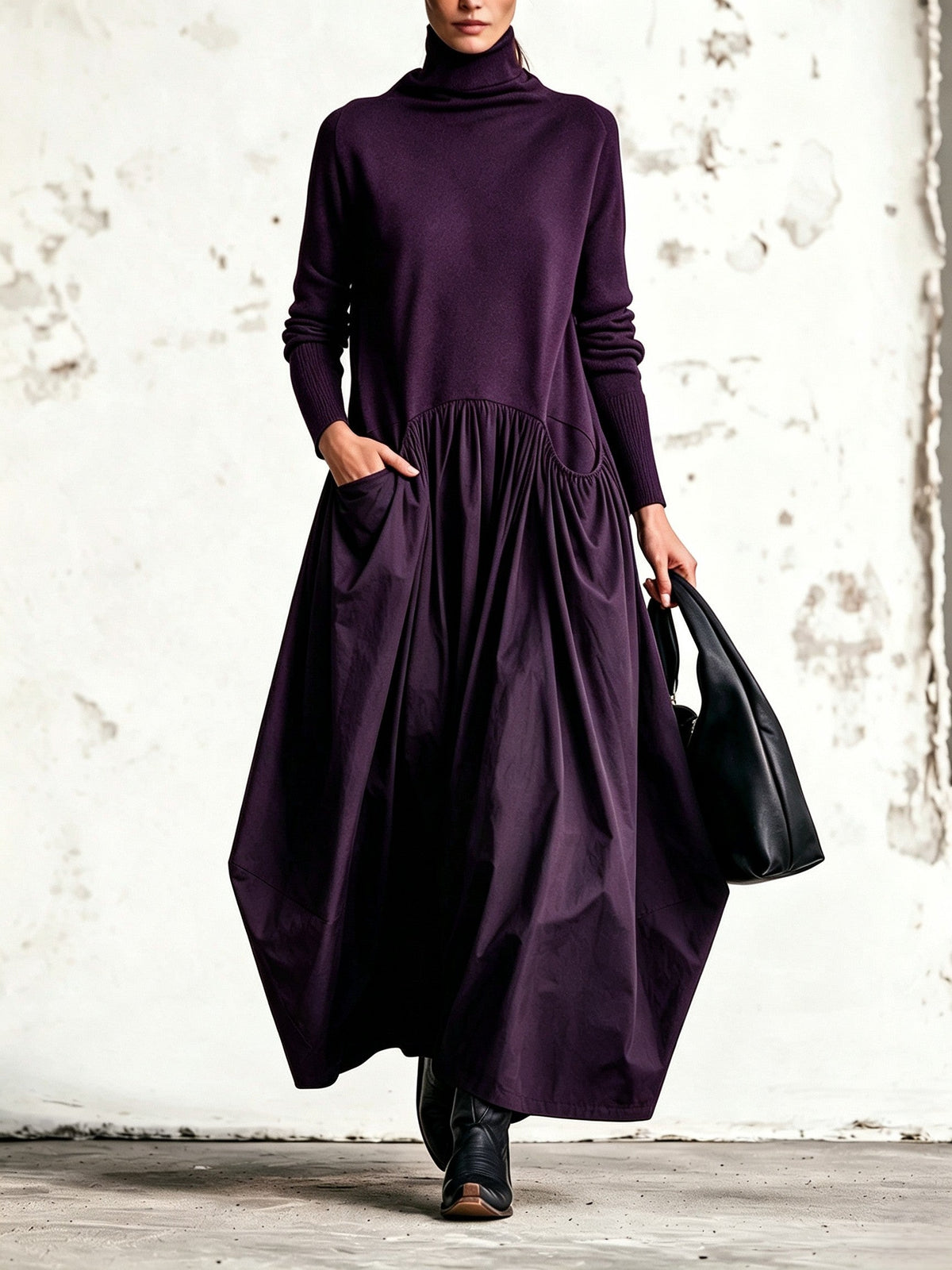 ODETTE | HIGH-NECK FLOWING MAXI DRESS